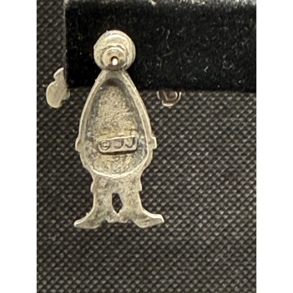 Vintage JJ Jonette Santa Claus Earrings Silver Tone Pewter Christmas Studs - Picture 5 of 7